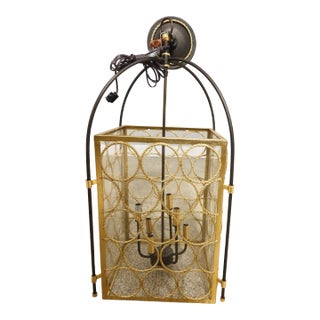 Modern Design Iron & Gold Gilt Hanging Chandelier Lantern For Sale