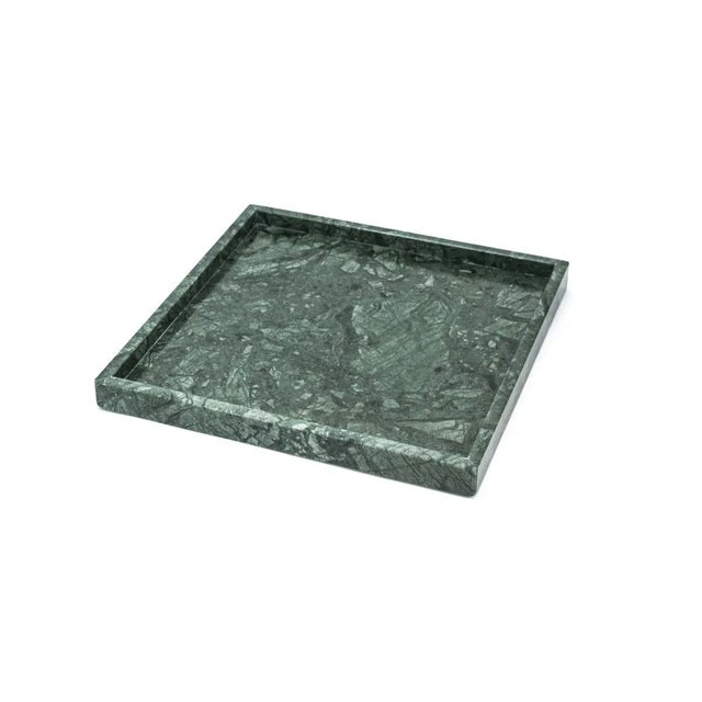 Contemporary Squared Green Guatemala Marble Tray from Fiammettav Home Collection For Sale - Image 3 of 5
