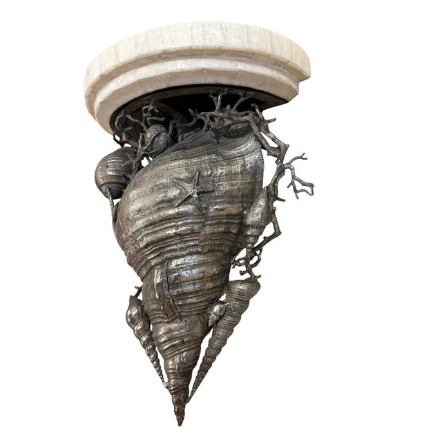 Metal Pr/Maitland Smith Silver Conch Shell Wall Shelves For Sale - Image 7 of 8