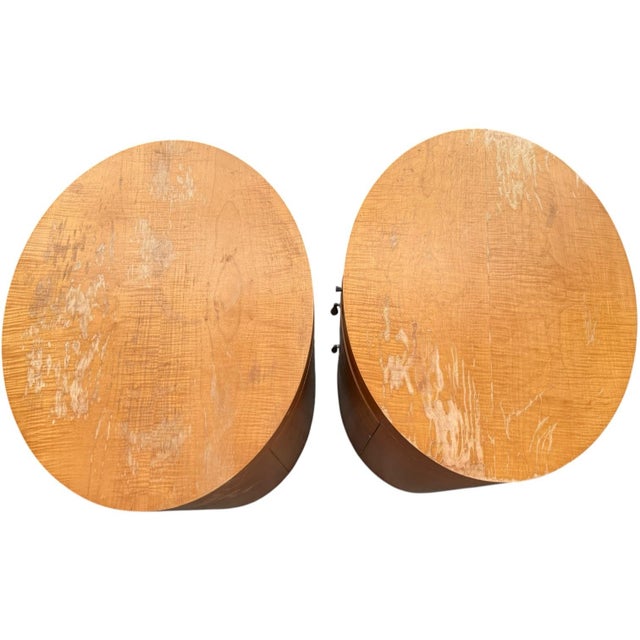 Late 20th Century Baker Furniture Modern Art Deco Primavera Oval Nightstands, Pair For Sale - Image 9 of 12