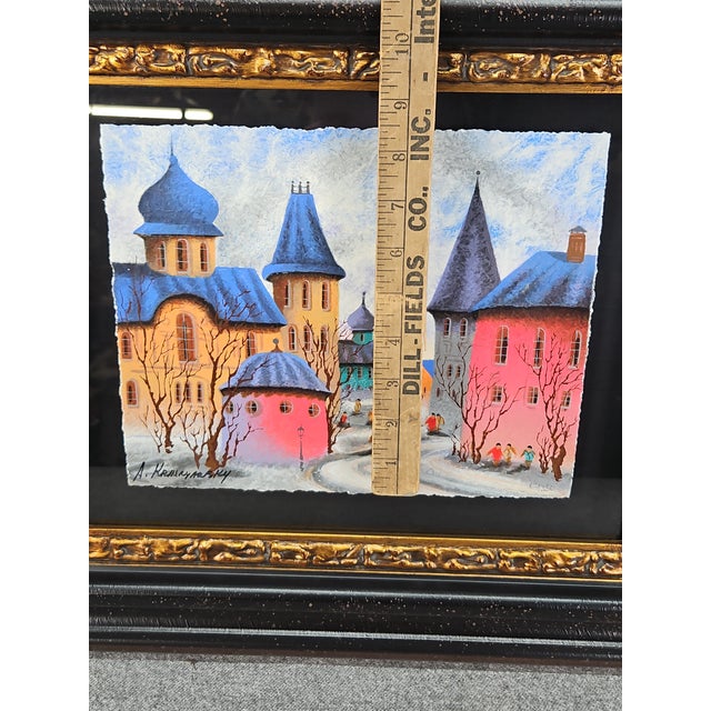 1990s Anatole Krasnyansky Signed Limited Edition Serigraph Village Children Framed For Sale - Image 4 of 10