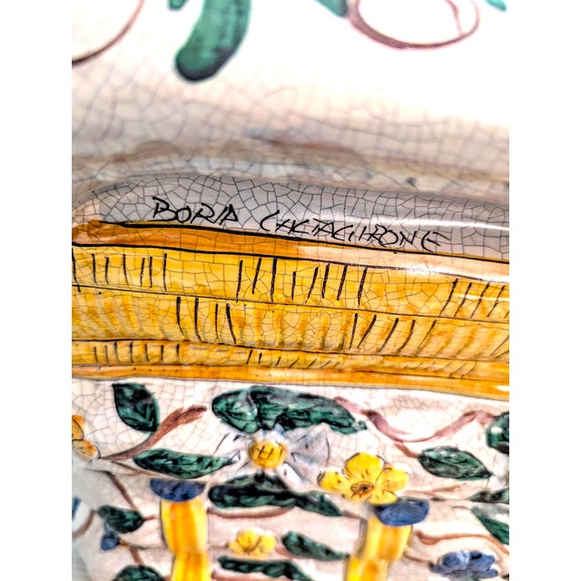 Mid 20th Century 1970s Italian Majolica Stacked Pillows Garden Stool or Ottoman - Trompe l'Oeil Style For Sale - Image 5 of 16