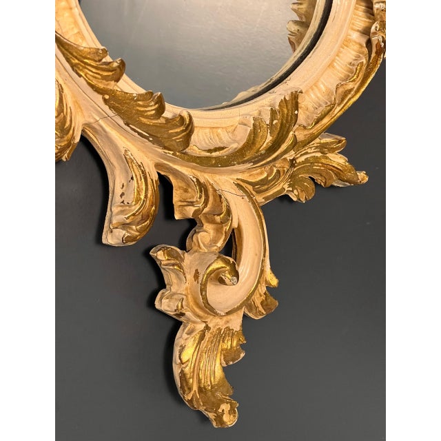 Mid 19th Century Pair of 19th Century Italian Rococo Style Carved Cream Painted and Giltwood Mirrors For Sale - Image 5 of 15