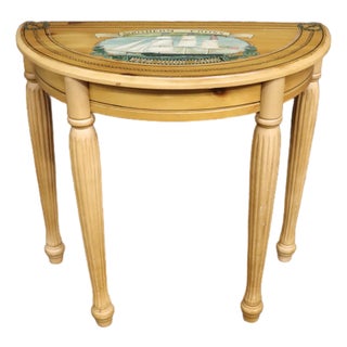 Paint Decorated Pine Demi-Lune Console Table With Ship Motif For Sale