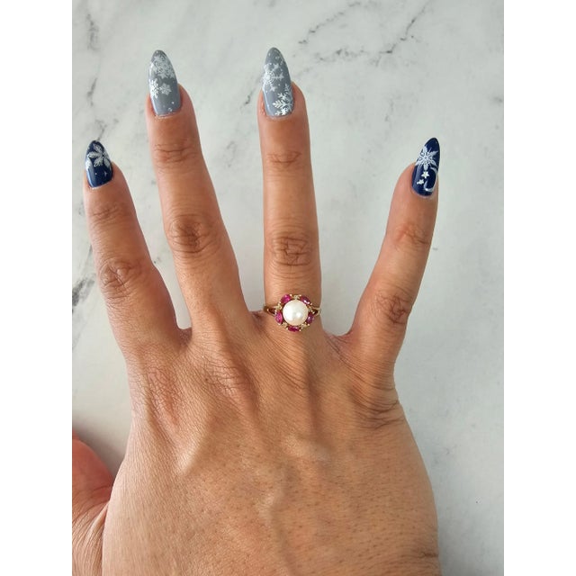 ♥ Product Summary ♥ Main Stone: Pearl, Ruby & Diamond Band Material: 14k Yellow Gold