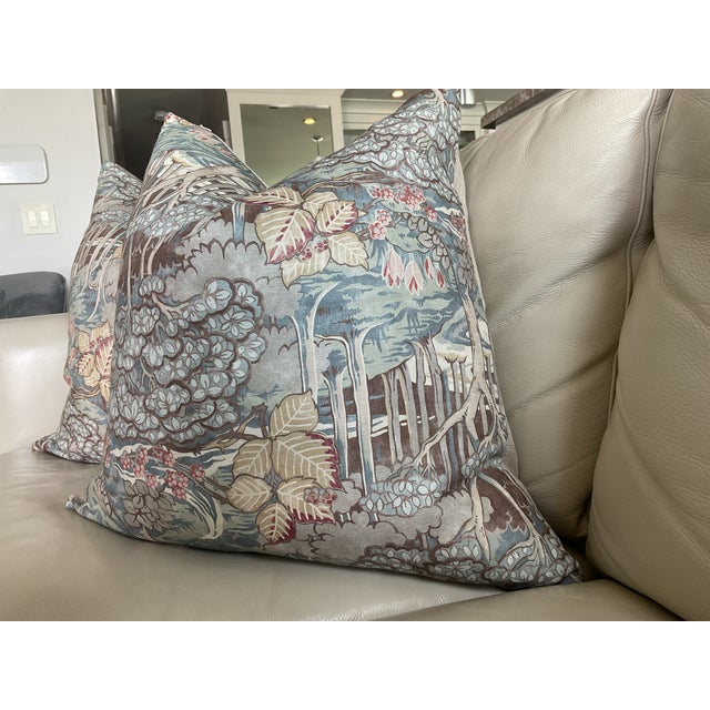 G. P. And J. Baker “Ruskin” in TealPillows- a Pair For Sale - Image 4 of 4