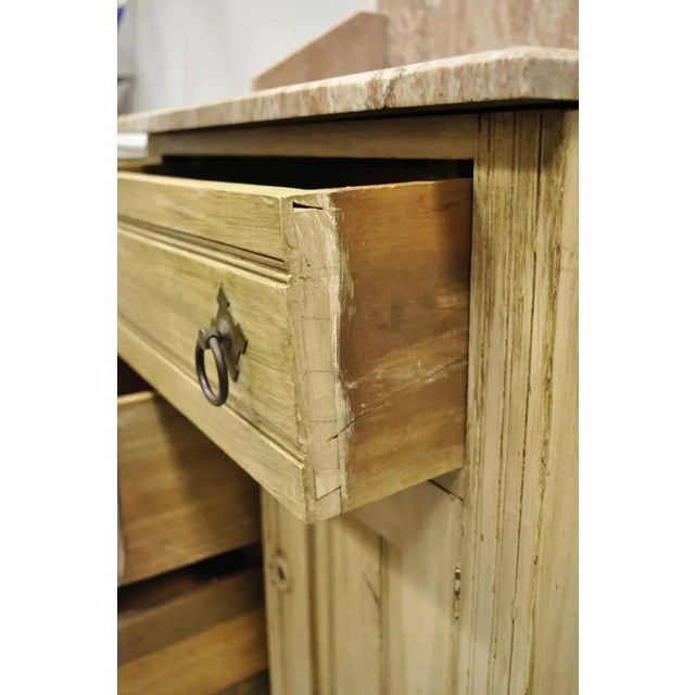 Beige Antique Eastlake Victorian Pink Marble Backsplash Washstand Nightstand Cabinet For Sale - Image 8 of 12