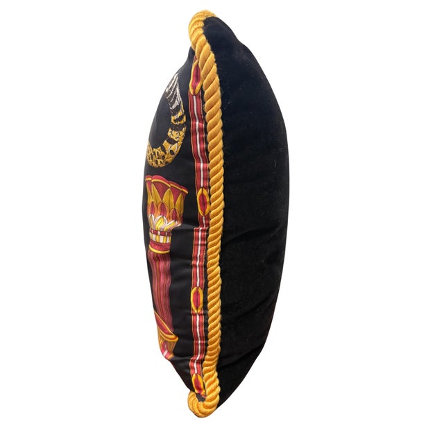 Salvatore Ferragamo Vintage Salvatore Ferragamo Silk Leopard & Egyptian Motif Pillow For Sale - Image 4 of 8