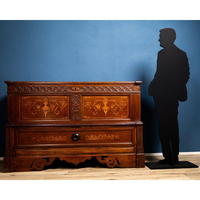 Emilian Sideboard in Cherry Wood with Inlays, Italy, 1800s For Sale - Image 4 of 9