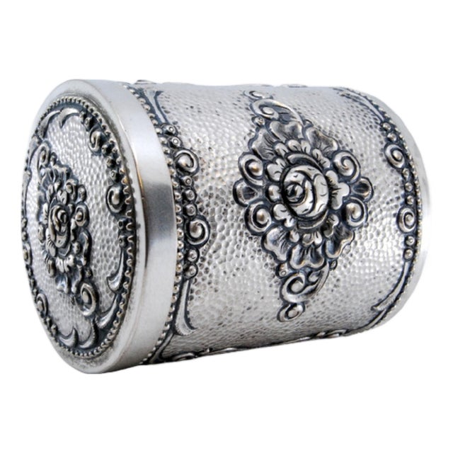 Embossed and Hammered Silver Tea Box For Sale