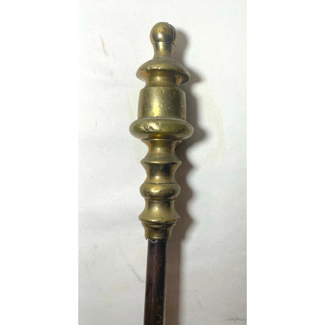 Brass Antique 18th Century Wrought Iron Turned Brass Dutch Fireplace Shovel Tool 1700s For Sale - Image 8 of 10