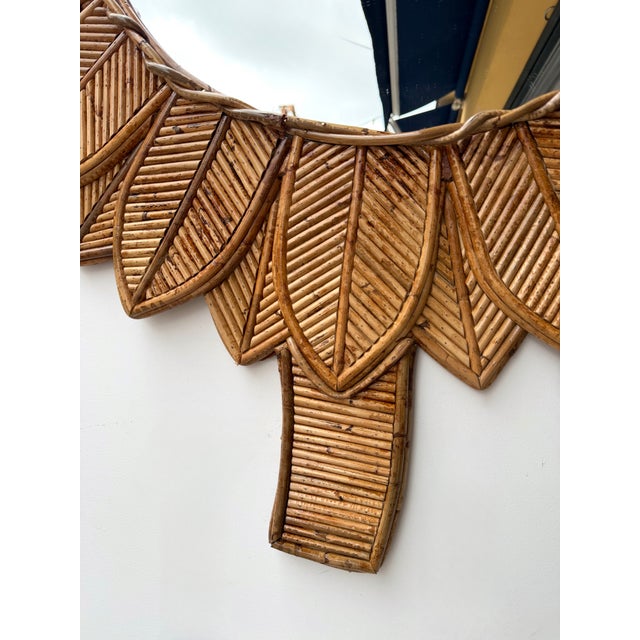 Rattan Sunflower Mirror by Vivai Del Sud. Italy, 1970s For Sale - Image 6 of 11