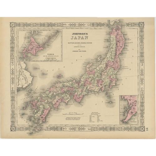 Antique Map of Japan from Johnson & Ward, 1865 For Sale - Image 10 of 10