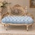 Elevate your interior with this elegant French Louis XVI-style settee, featuring luxurious sky blue velvet upholstery, an...