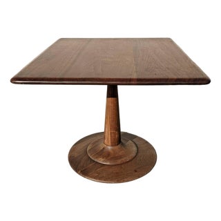 1960s Solid Walnut Swiveling Pedestal Side Table For Sale