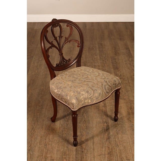 Hepplewhite Hepplewhite Inspired Set Of Eight Mahogany Carved Oval Back Dining Chairs For Sale - Image 3 of 18