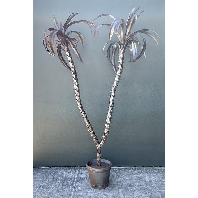 Mid-Century Modern Vintage Italian Silver Tole Palm Tree For Sale - Image 3 of 12