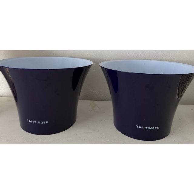Blue Taittinger Advertising Four Bottles Ice Bucket, Pair For Sale - Image 8 of 10