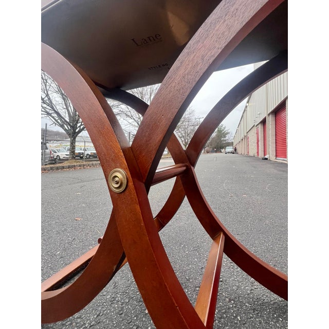 Wood Lane Mahogany Regency Style Cerrule Base Console Table For Sale - Image 7 of 11