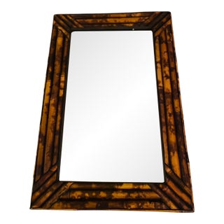 Antique Bamboo Mirror With Tortoise Finish For Sale