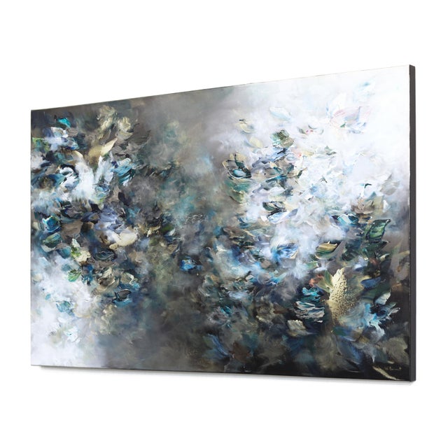 Abstract Follow Your Intuition - Cool Tone Abstract Textural Acrylic Painting on Canvas by Vè Boisvert For Sale - Image 3 of 9