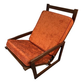 Unique Mid-Century Modern Teak Orange Lounge Chair For Sale