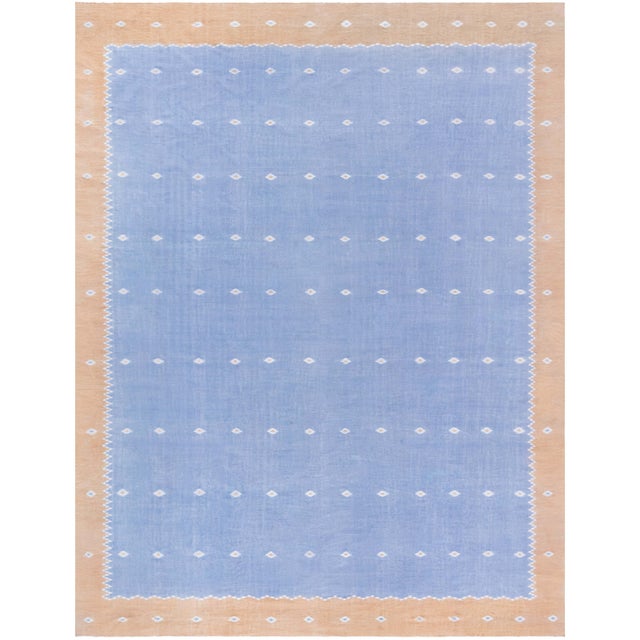 Doris Leslie Blau Vintage Indian Dhurrie Cream Beige Flatweave Cotton Carpet For Sale