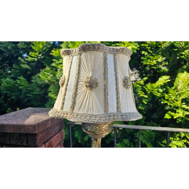 Beige Brass Table Lamp, 1890s For Sale - Image 8 of 9