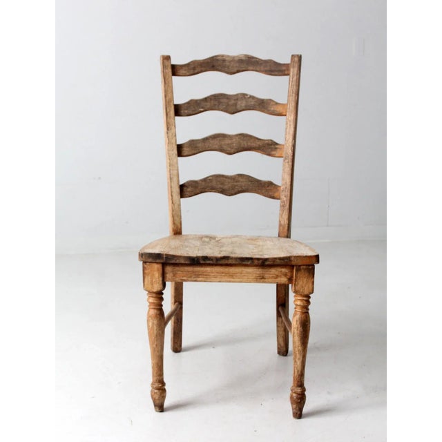 Farmhouse Vintage Ladder Back Chair For Sale - Image 3 of 10