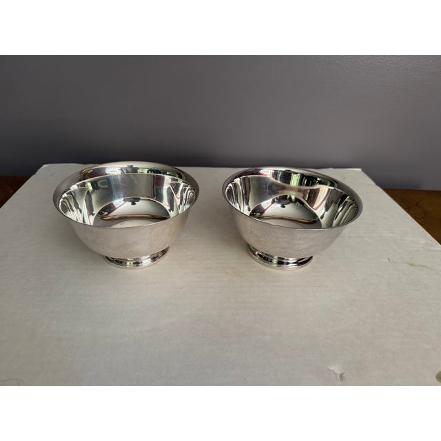 Vintage Silver Plate Bowls by Oneida Silversmiths and WeberWilcox IS - Pair For Sale - Image 13 of 13