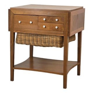 Mid 20th Century Danish Handmade Teak Sewing Table For Sale