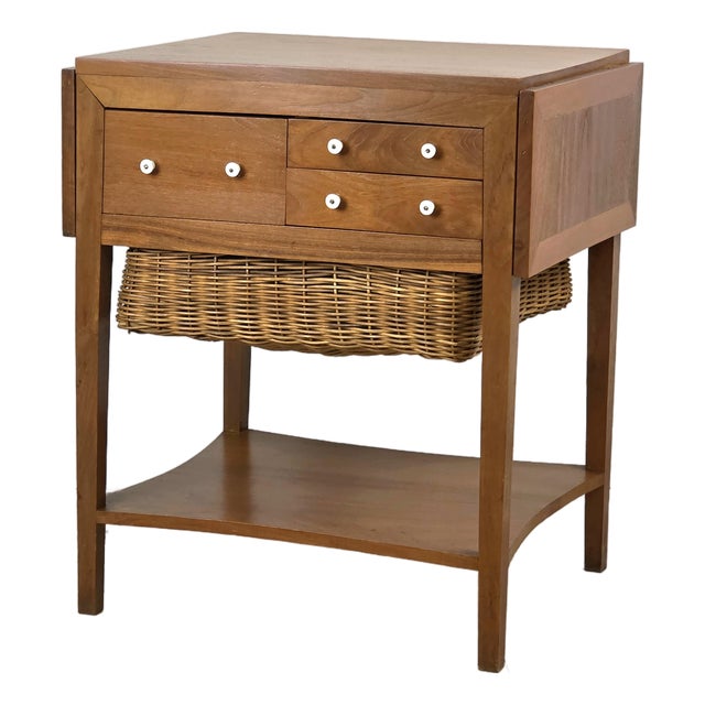 Mid 20th Century Danish Handmade Teak Sewing Table For Sale