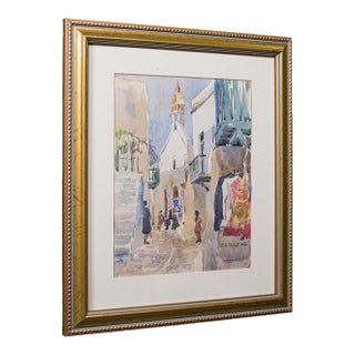 Vintage Watercolour Painting, Mykonos, English School, Art, Picture, Fa Dolding For Sale