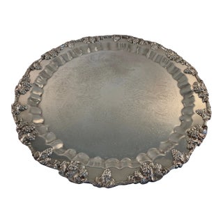 1920s Large English Silverplated Serving Tray Platter For Sale