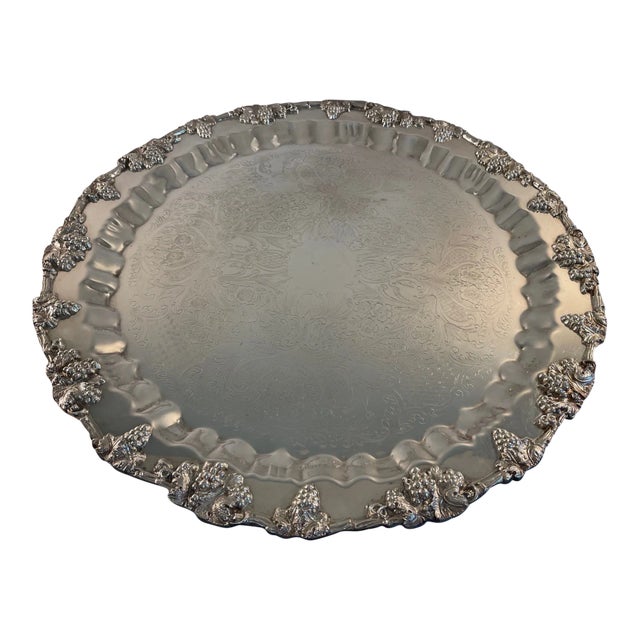 1920s Large English Silverplated Serving Tray Platter For Sale