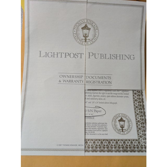1990s Limited Edition Offset Lithograph of the Garden of Prayer by Thomas Kinkade. Framed Print Number 2838 For Sale - Image 9 of 12