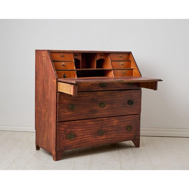 Antique Swedish Secretary Desk with Drawers in Pine, 1820 For Sale - Image 3 of 13