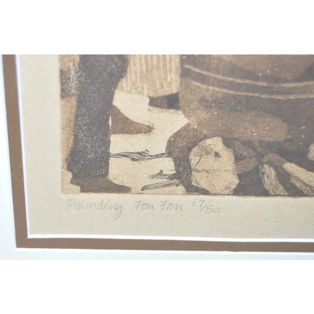 Lisbeth Hamlin "Pounding Fou Fou" Limited Edition Etching, C.1980 For Sale - Image 4 of 6