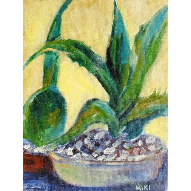 Mid 20th Century Aloe Vera Plant Still Life Painting For Sale - Image 4 of 4