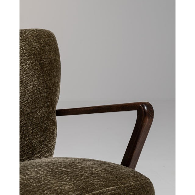 1940s 1940s Mid-Century Modern Green Wood Pair of Club Chairs For Sale - Image 5 of 13