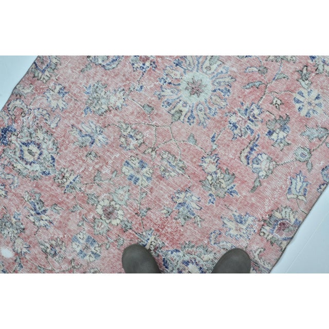 1960s 1960s Hot Pink Oriental Design Distressed Pale Rug For Sale - Image 5 of 11