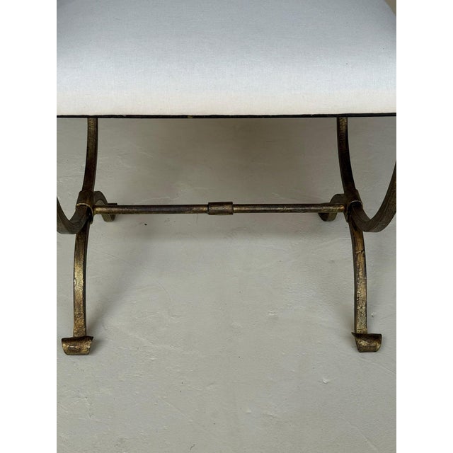 Small Hand Forged Spanish Gilt Iron Bench in Muslin For Sale - Image 12 of 12
