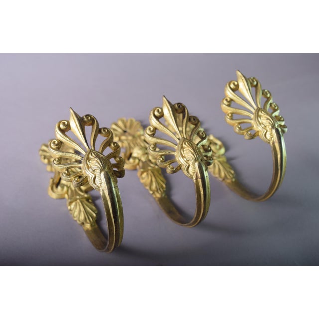 19th Century French Gilt Bronze Curtain Holdbacks with Foliate Scrolls, Set of 3 For Sale - Image 6 of 10