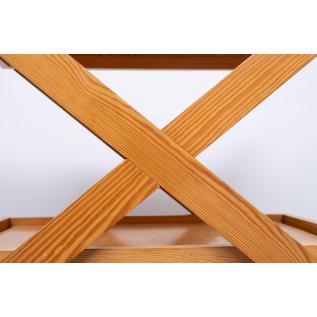 Serving Trolley in Pine with Wheels, 1970s For Sale - Image 10 of 11