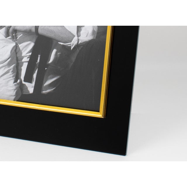 Black Tommaso Barbi Black Lucite and Brass Decor Picture Frame, circa 1970 For Sale - Image 8 of 9