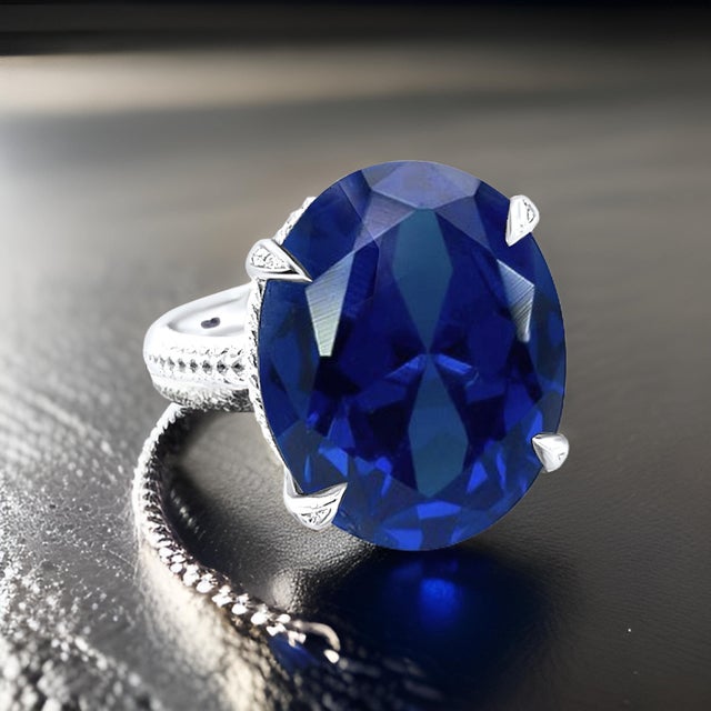 Natural Solitaire Composite Sapphire Ring 6.5 14k WG 16.63 TCW Certified For Sale - Image 4 of 11