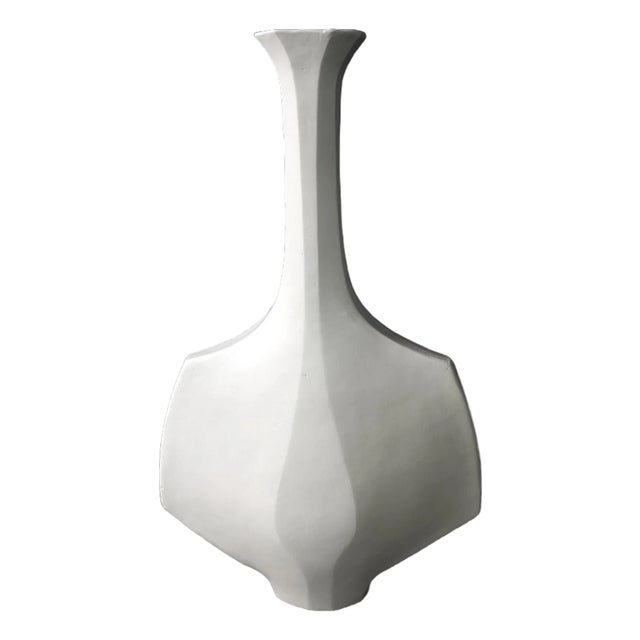 Mid Century Modern White Ceramic Vessel - Small “Hanè” by Beverly Morrison For Sale