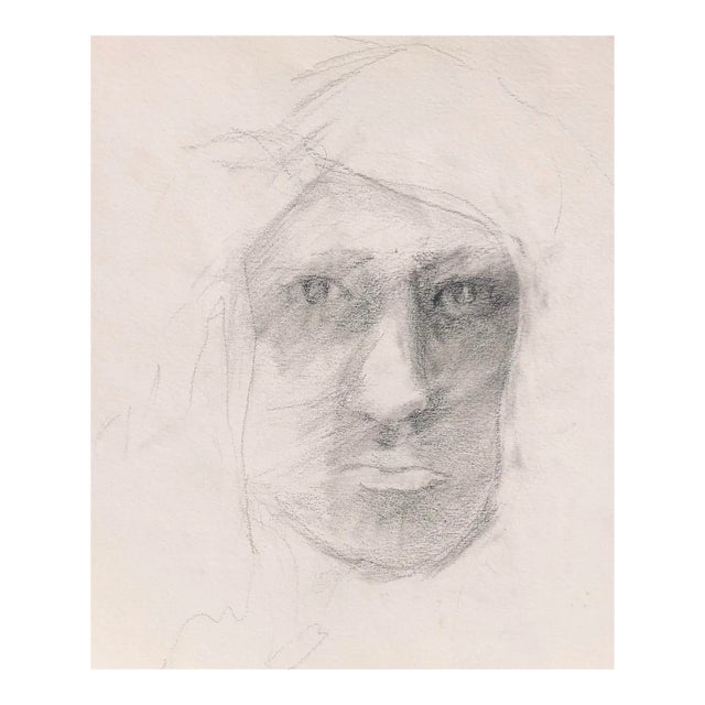1970s Adrienne Anderson Graphite Self Portrait For Sale