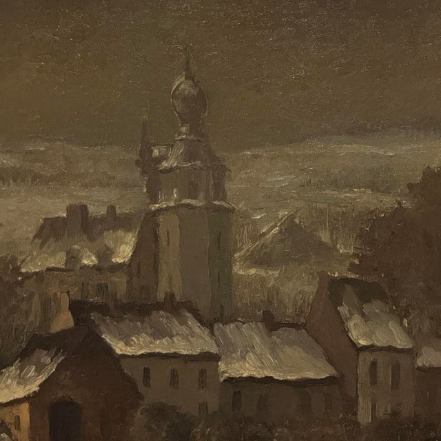 Framed Oil Painting on Board by Maurice Fourneau (1900-1990) 'Winter Village' For Sale - Image 11 of 15