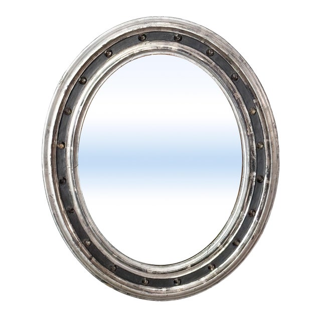 Silver Irish Ebonized and Silver Parcel Gilt Oval Wall Mirror (H 23 1/4 X W 19 1/4) For Sale - Image 8 of 9